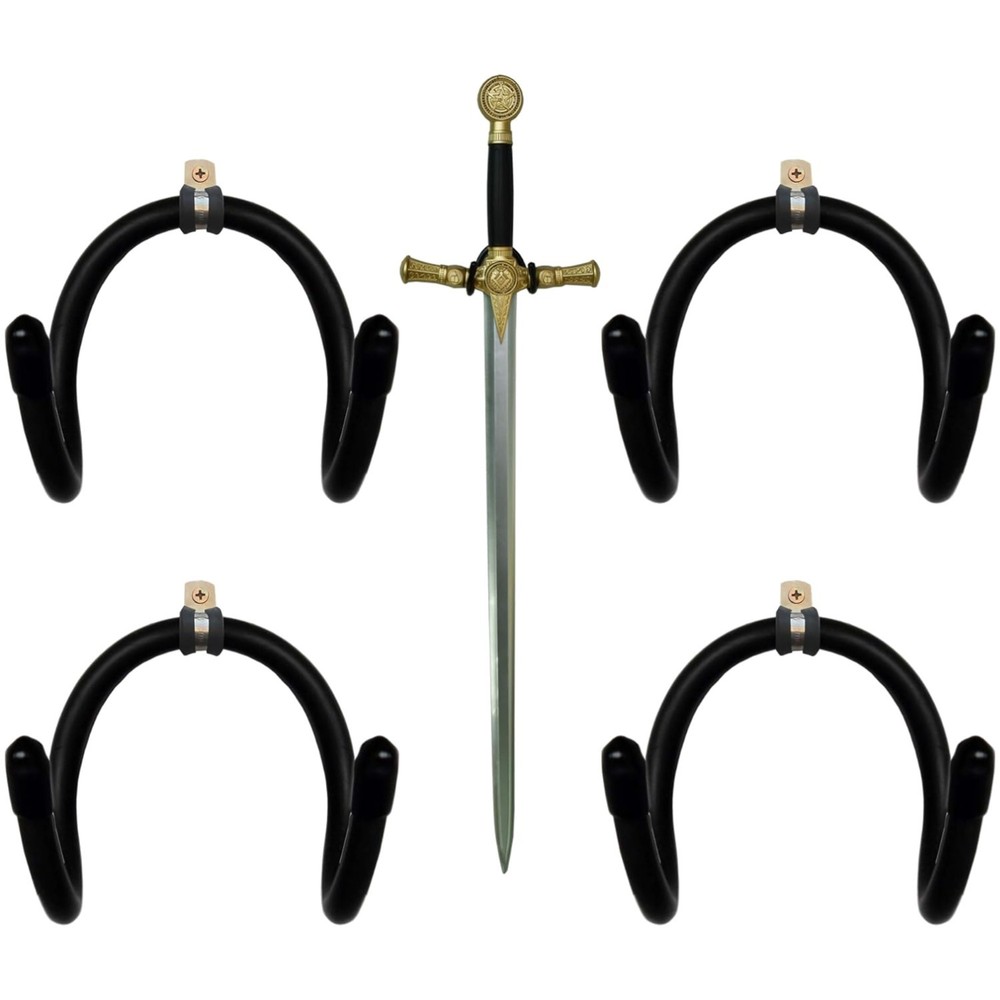 Bendable Sword Display Racks - 4 Adjustable Metal Wall Hangars for Collectibles