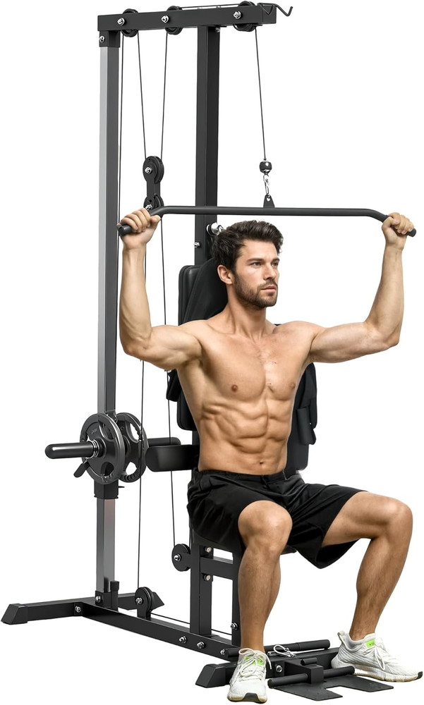 LAT Machine with High & Low Pulley Stations, Cable Row Machine with Adjustable S