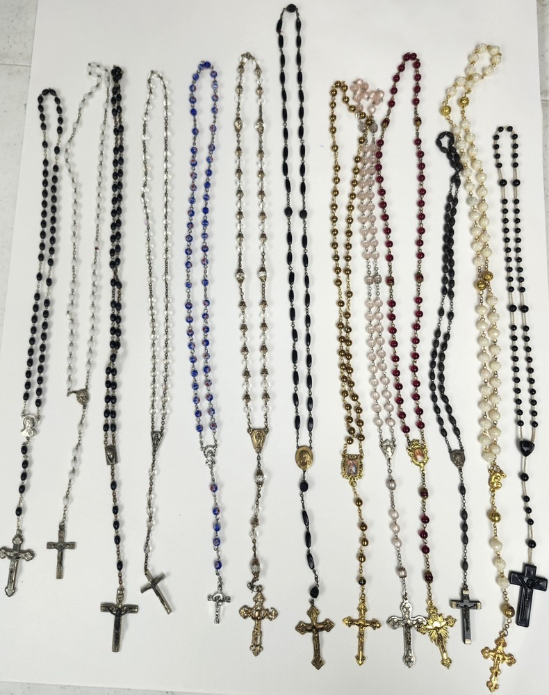 13 Vintage Rosaries Catholic Religious Christian Gorgeous 16" To 22"