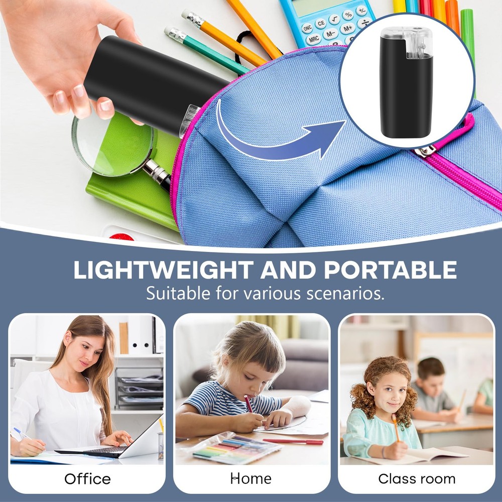 Portable Battery-Powered Electric Pencil Sharpener – Compact Design for Black