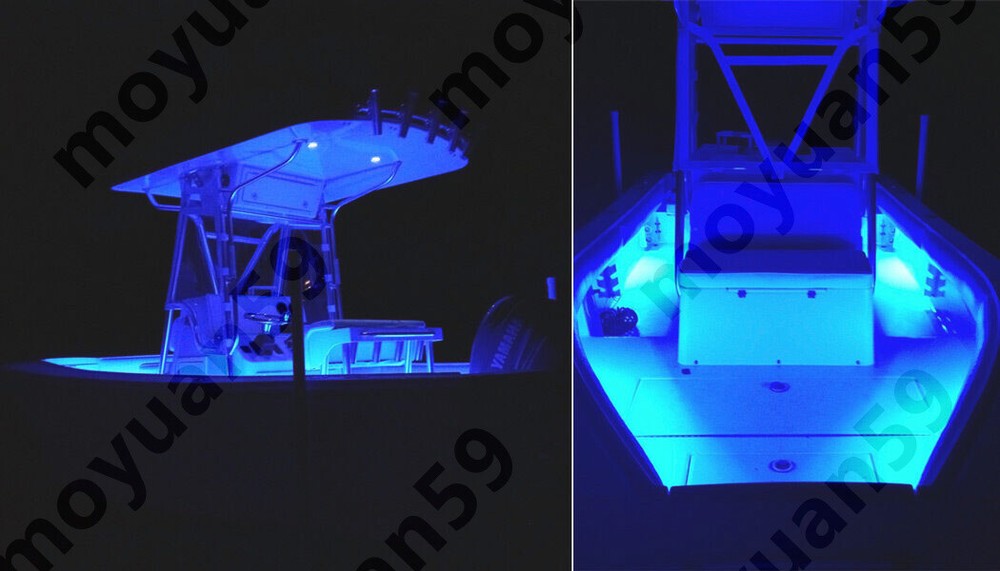Blue Neon Glow EL Wire String Strip Decor Boat LED Light Car Party + Controller