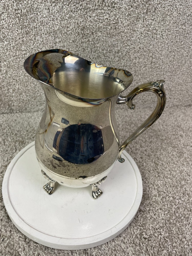 Leonard Silver Plated Water Pitcher Claw Footed with Lip Ice Guard Serveware