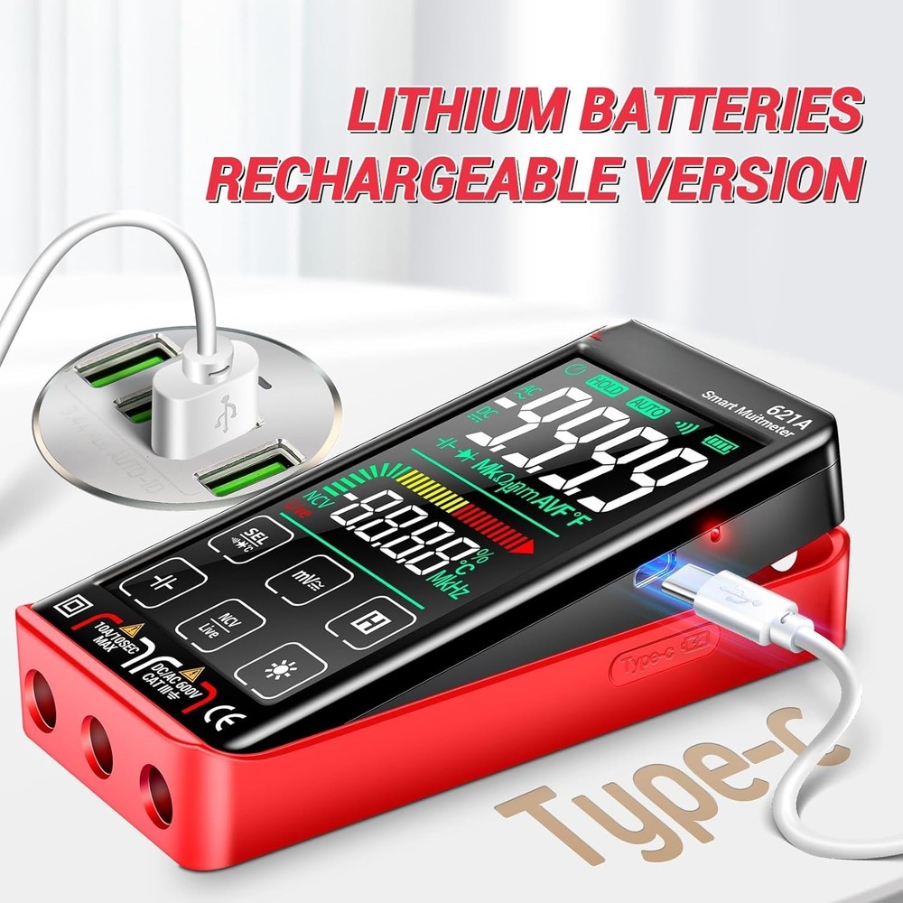 Digital Multimeter Tester Smart Touch TRMS Auto-Ranging 9999Counts Rechargeable