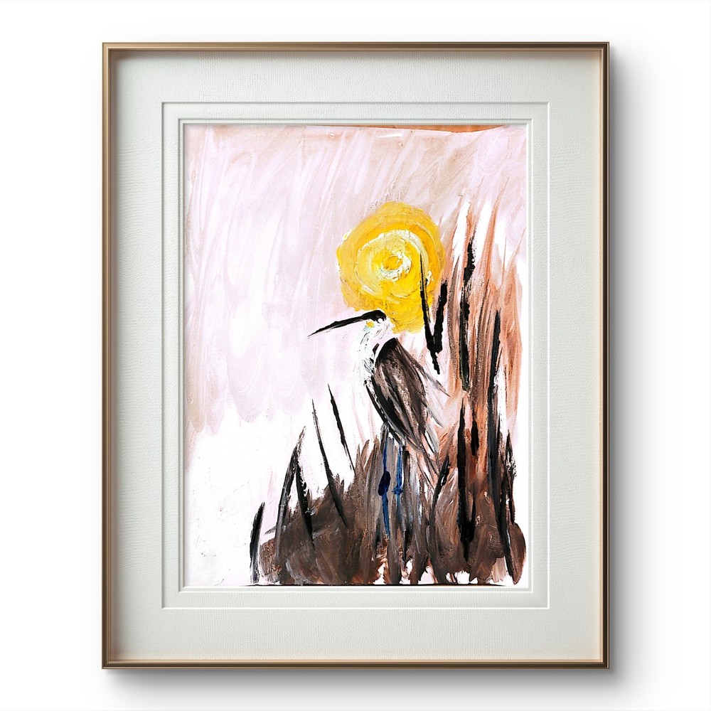 Crane Colorful Neo Expressionist Original Wall Art