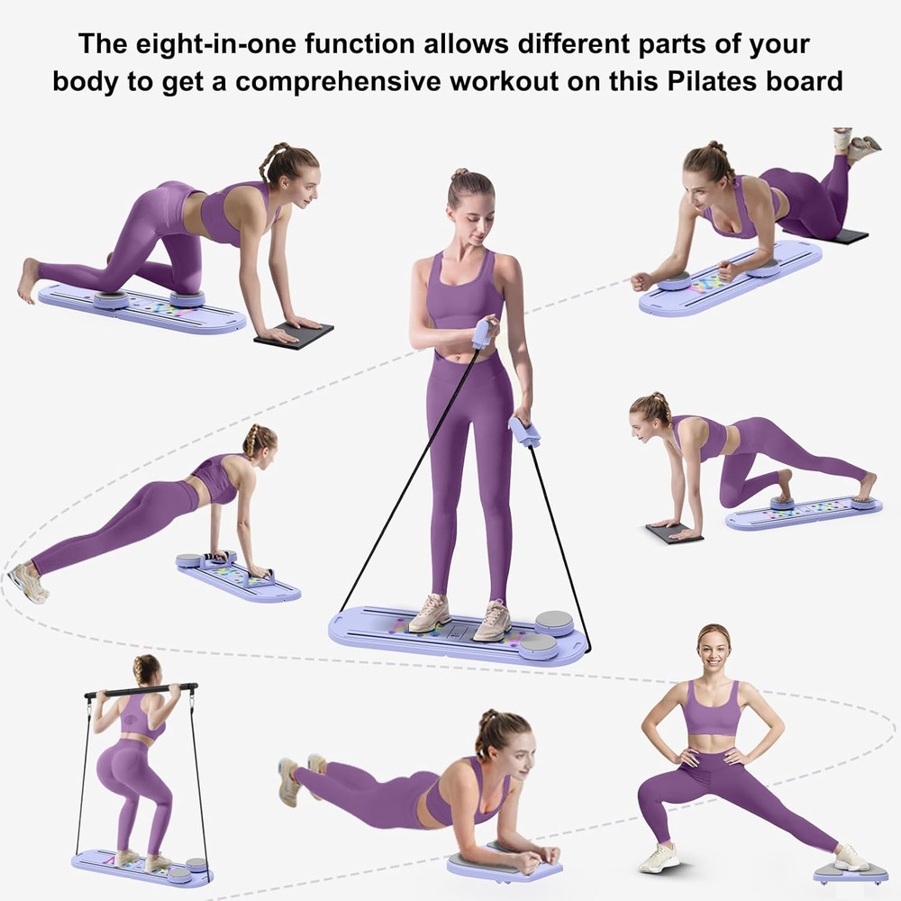 Pilates Board - 2025 Updated Pilates Reformer Machine Set, Multi-Purpose Foldabl