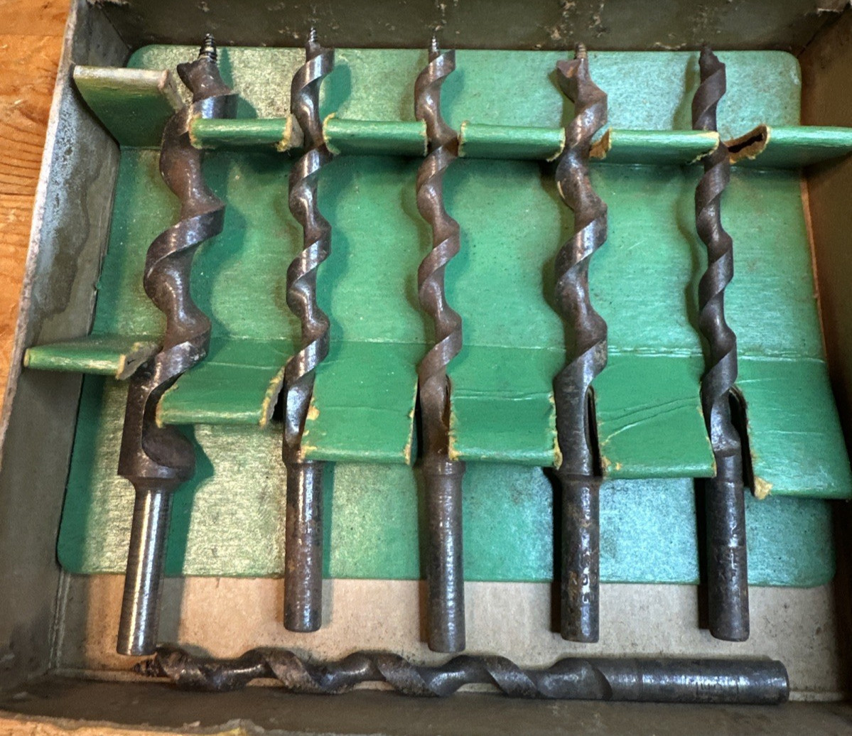 Vintage Greenlee 275P Solid Center Electric Boring Drill Bits Set w/ Orig Box