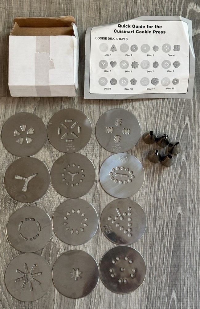 12 Cuisinart Cookie Press Maker CCP-10 Replacement Cookie Discs + 5 Tips