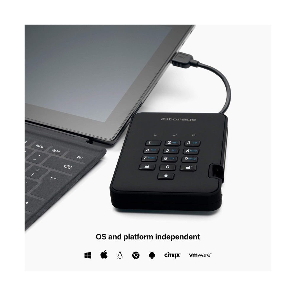 iStorage diskAshur2 SSD 256GB Black | Secure portable solid state drive | Pas...