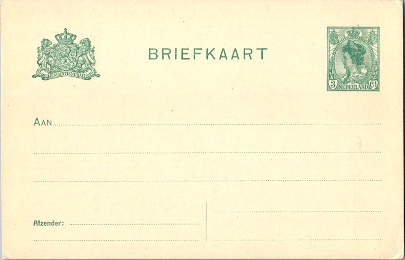 Netherlands Higgins & Gage 68 Unused.