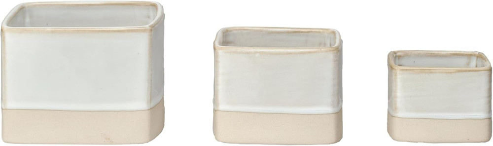Ceramic Nesting Containers, Cream, Set of 3