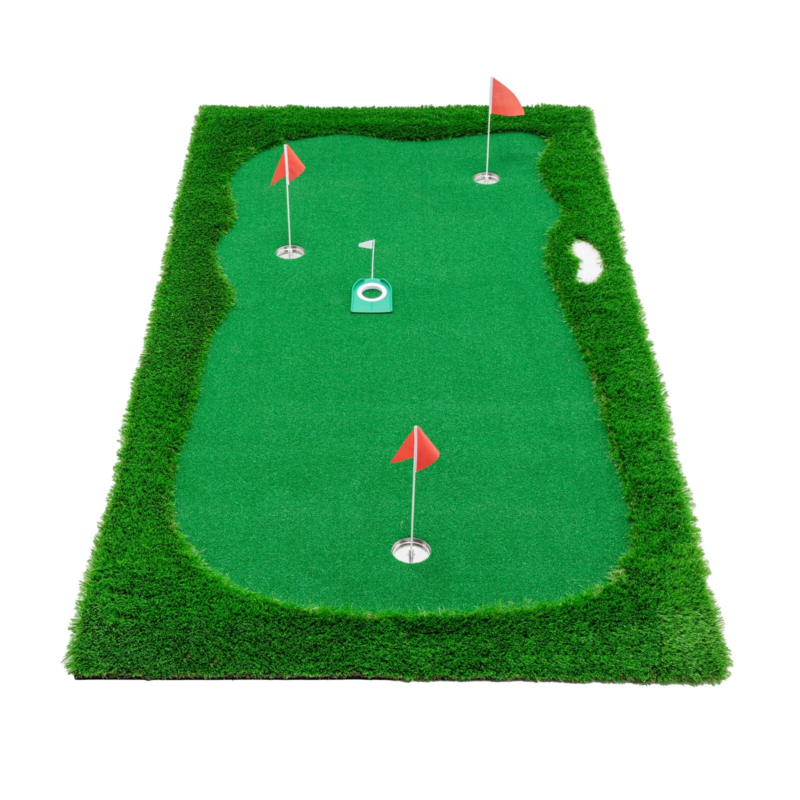 10x5ft Golf Training Mat Putting Green Turf 3 Holes 3 Flags Cups Indoor Outdoor