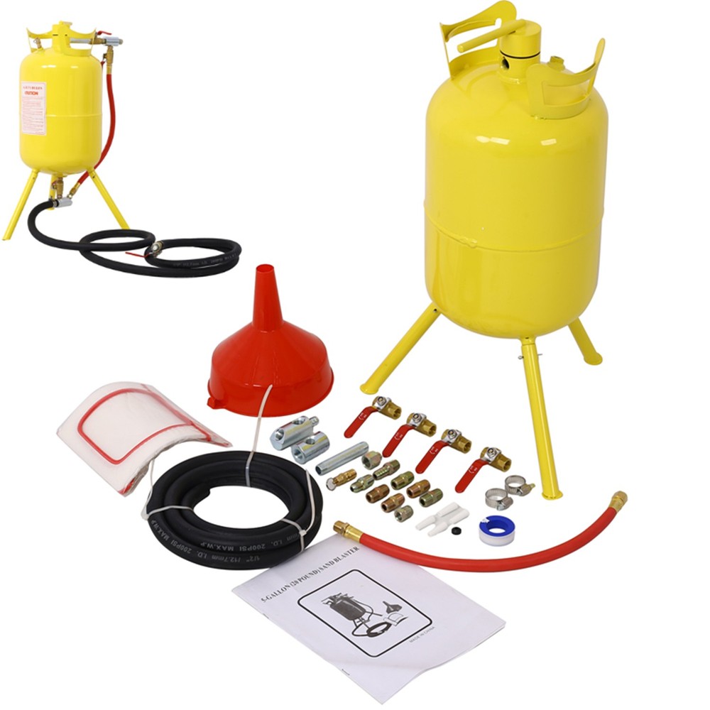 Portable 5-Gallons Sand blaster Sand Blasting Complete Kit for Paint Stain Rust