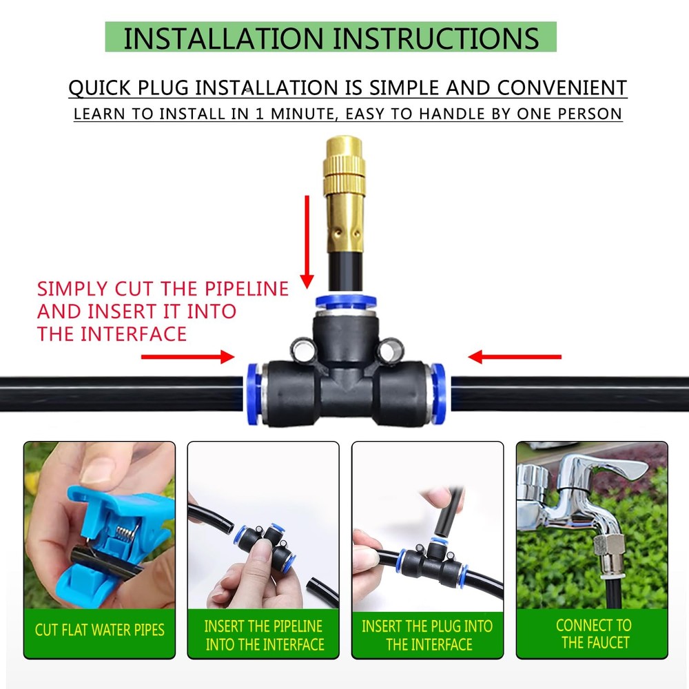 Greenhouse Drip Irrigation Kit Automatic Irrigation System 360°Adjustable 。