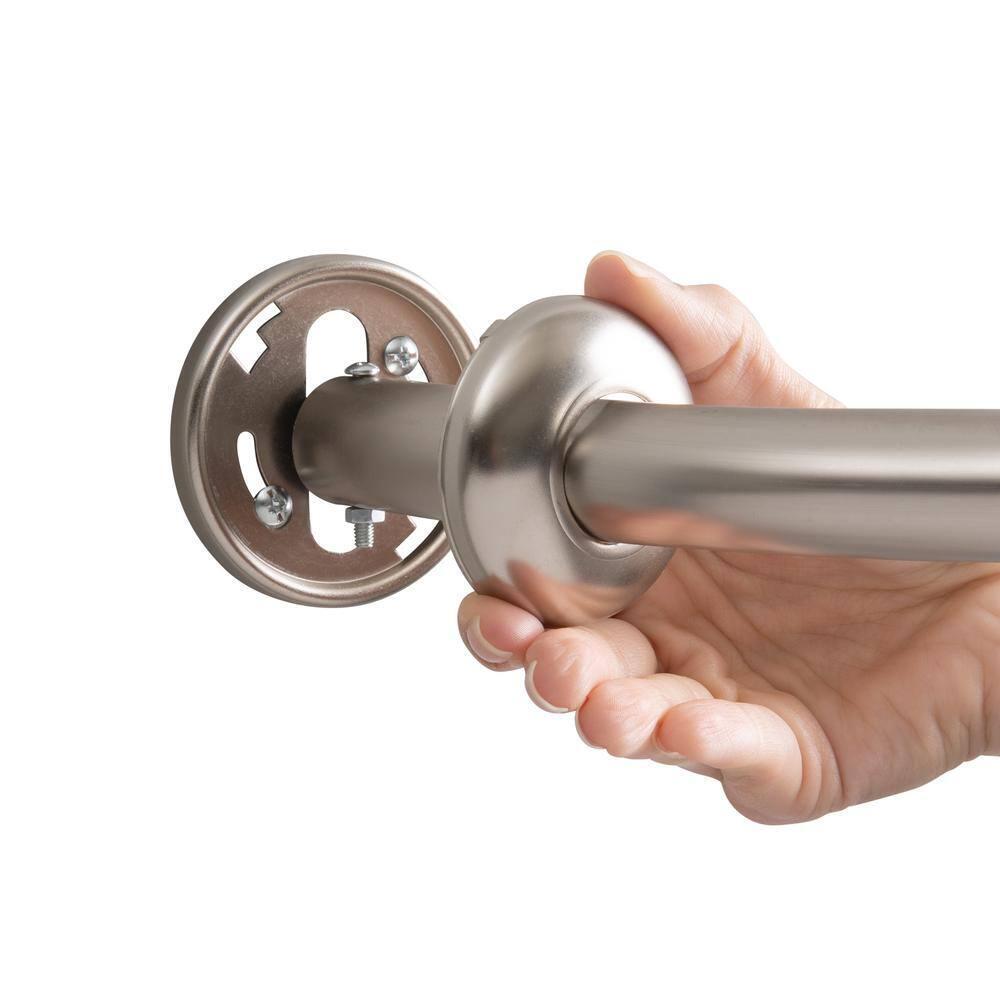 Curved Wall Mounted Shower Curtain Rod in Satin Nickel Adjustable 44 in to 72 in