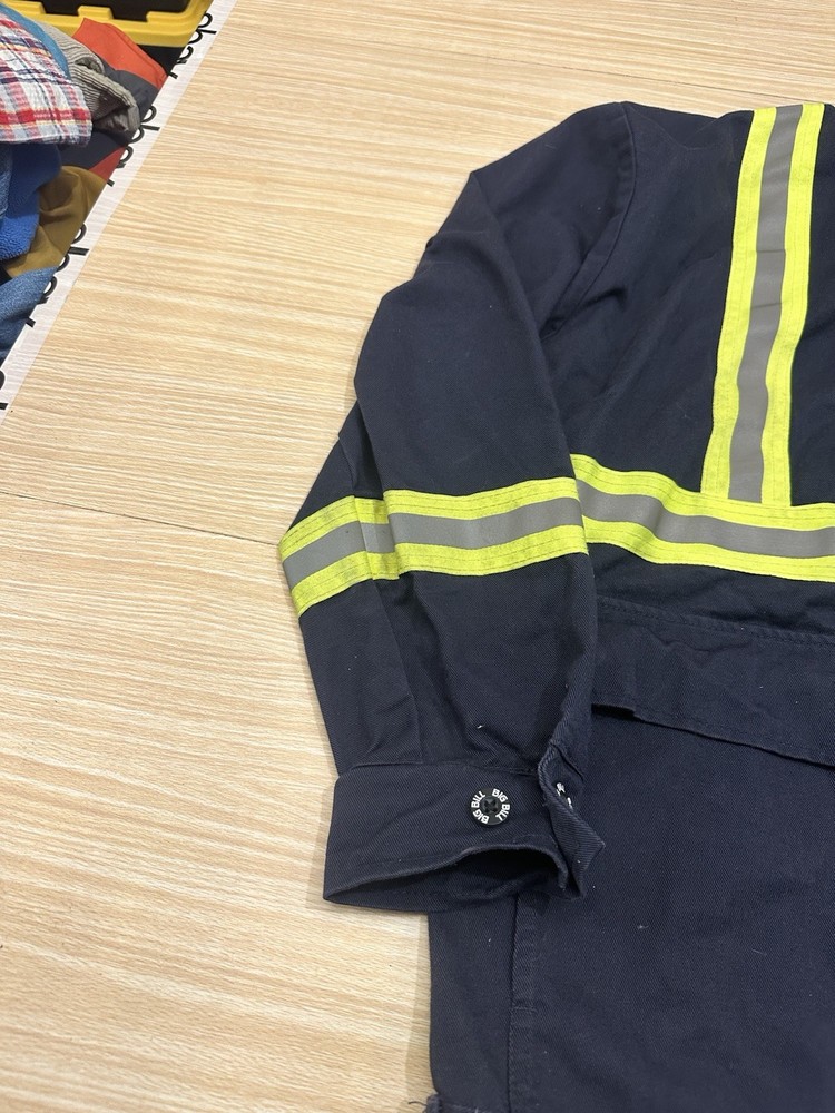 Big Bill FR Unlined Bomber Canvas Hi Vis Work Jacket Blue Size Large