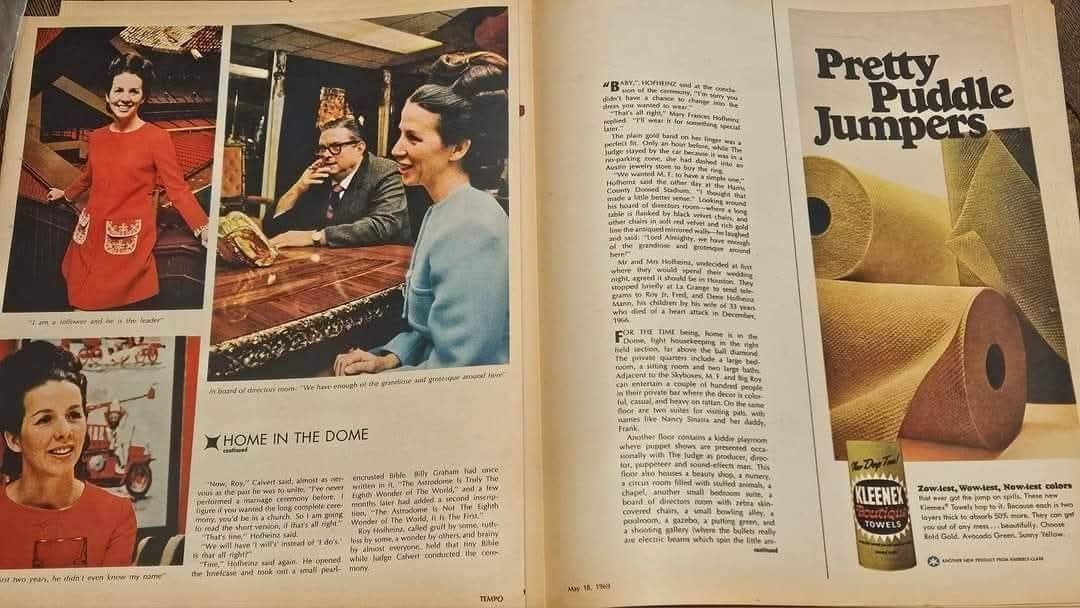 Rare 1969 Judge Roy Hofheinz Astrodome Tempo Magazine Houston Astros Astroworld