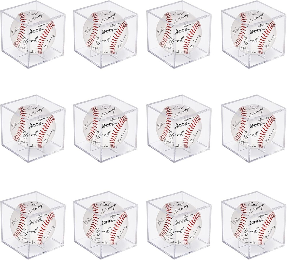 12Pack Baseball Display Case Acrylic Cube - UV Protected 12 PC, Clear