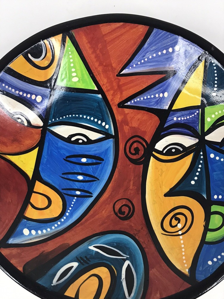 Abstract Face Pottery Dish