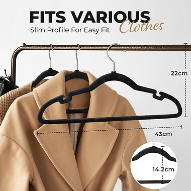 Velvet Clothing Hangers, 100 Pack, Black\Gray\Ivory, Non-Slip