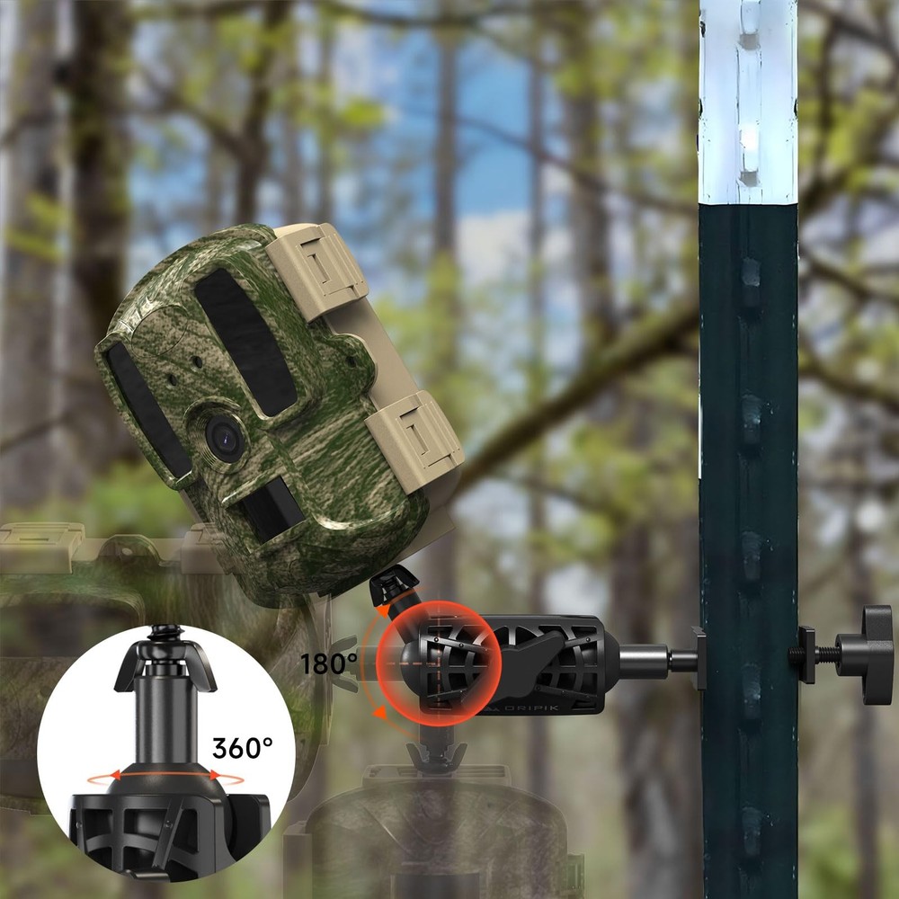 ORIPIK T-Post Trail Camera Mount - 360 Degrees Adjustable Game 1 Pack, Black