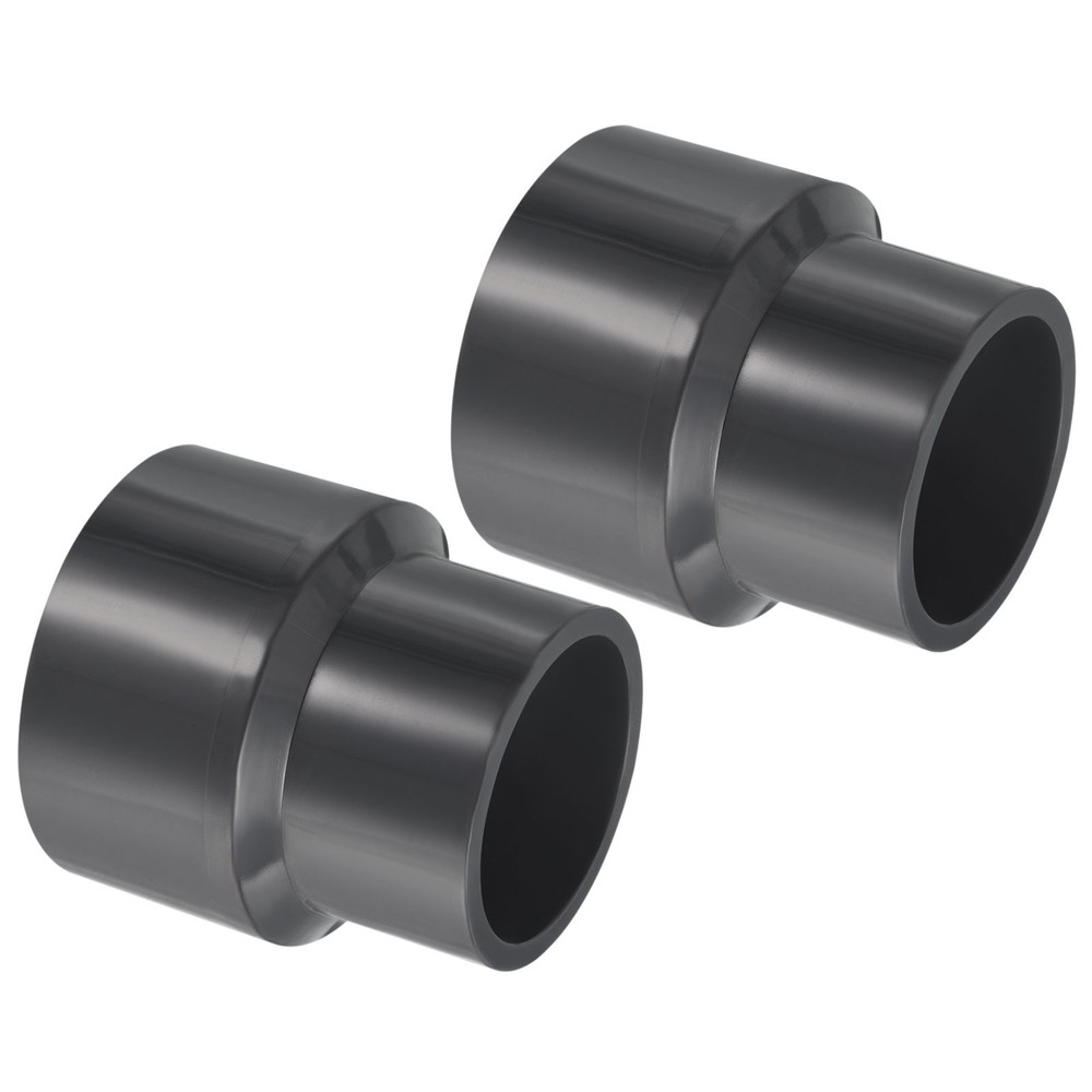 2Pcs UPVC Reducer Pipe Fitting 2.5"x2" Socket Straight Coupling Adapter Grey