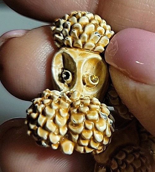 Texured Dog Brooch Tan Color Missing One Stone