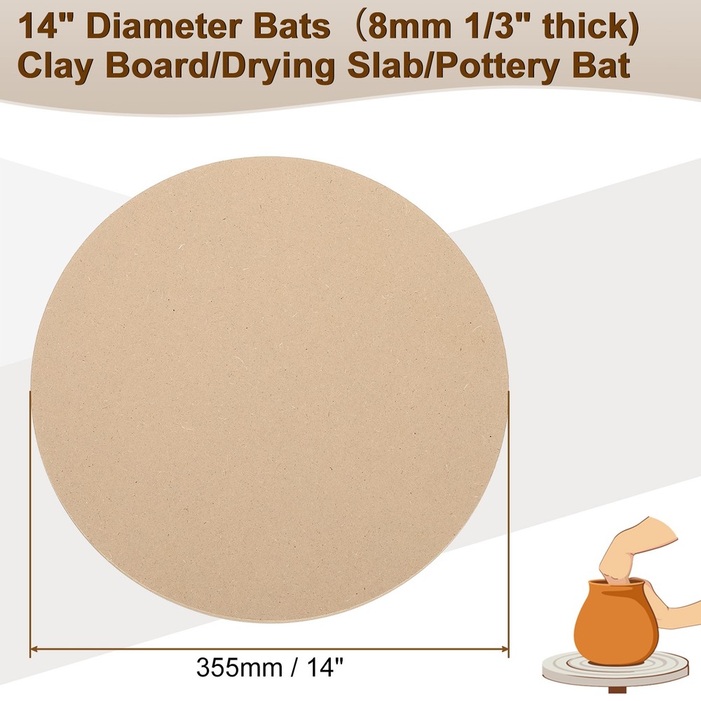 2 Pack 14" 355mm Diameter Ceramic Drying Slab, 8mm 1/3" Thick, Brown