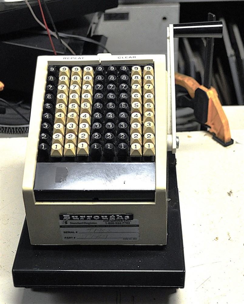 VINTAGE BURROUGHS MECHANICAL ADDING or CALCULATING MACHINE STYLE T 9408