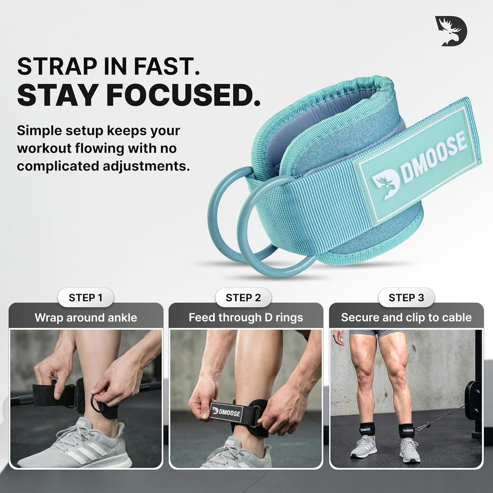 Ankle Strap for Cable Machine - One Size Fit with Premium Padding Cuffs, Ankle B