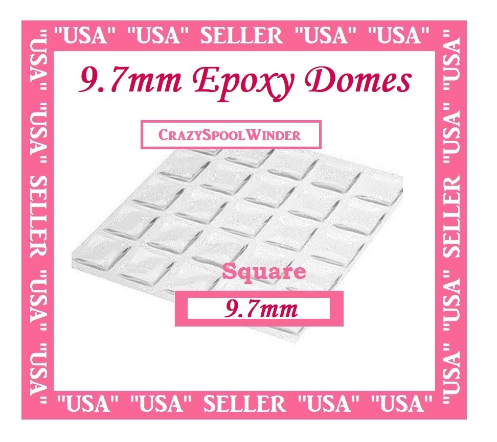 ( 100 ) 9.7mm SQUARE EPOXY Domes Clear Epoxy Stickers Crafting DIY Scrapbook
