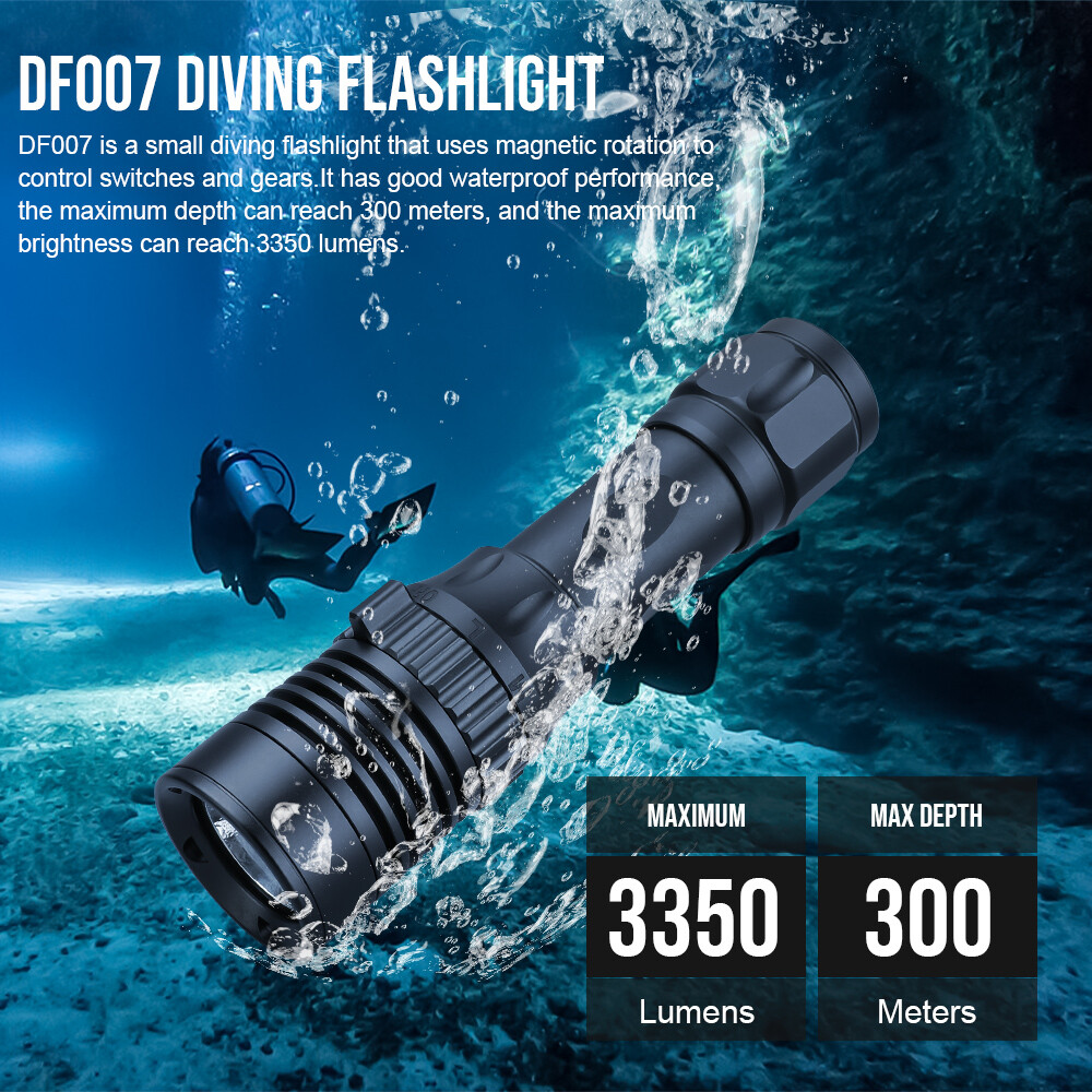 Trustfire DF007 Diving Flashlight 3350 Lumen 100Meter 3 Modes Scuba Dive Light