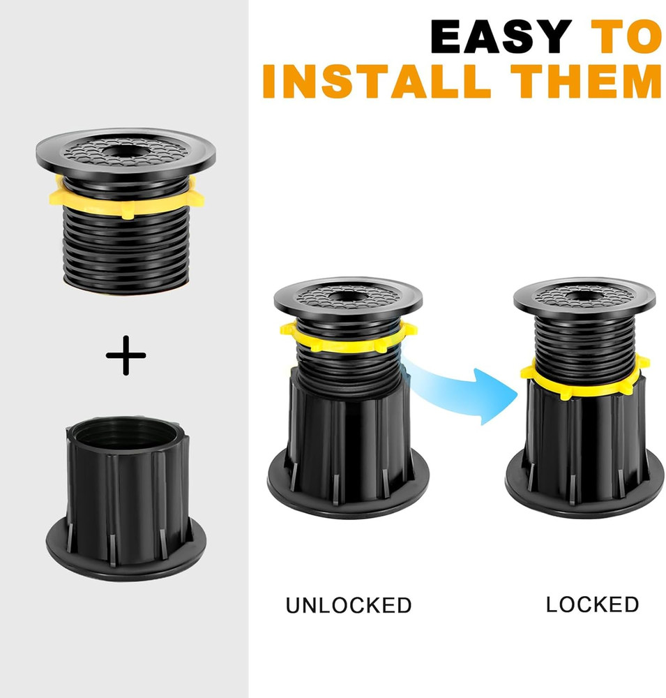 2-Pack Adjustable Height Bed Support Legs, Upgraded Bed Frame Support Legs, B...