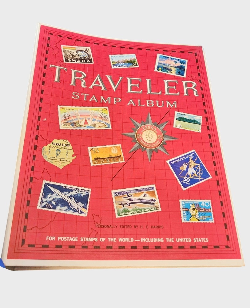 Vintage Traveler Stamp Album1973 By H.E. Harris & Co. Ringed Binder