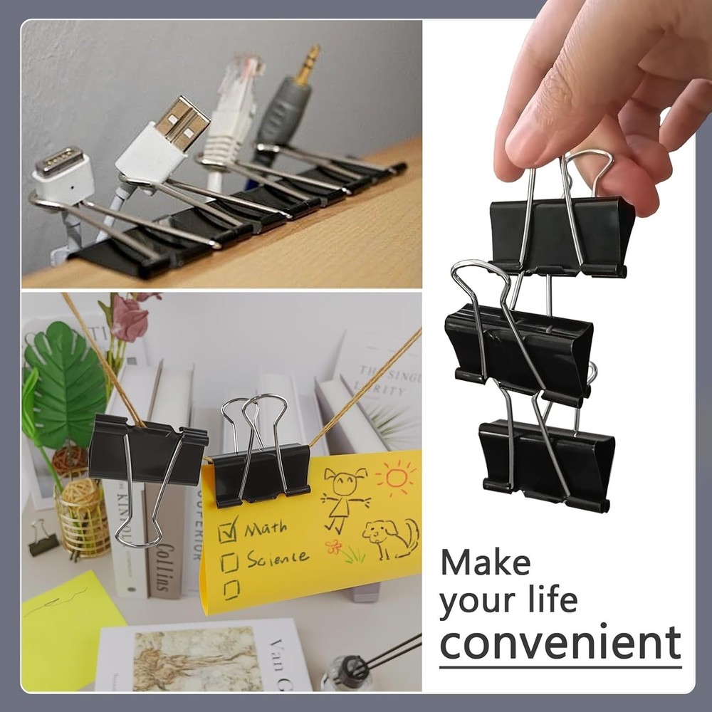 Secure Your Documents with 24 Large 1.6-Inch Binder Clips - Rust-Resistant Steel