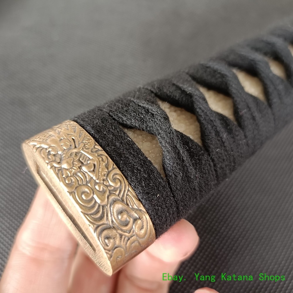 Tsuka Black Cotton Ito Real Rayskin Handle exquisite #1583