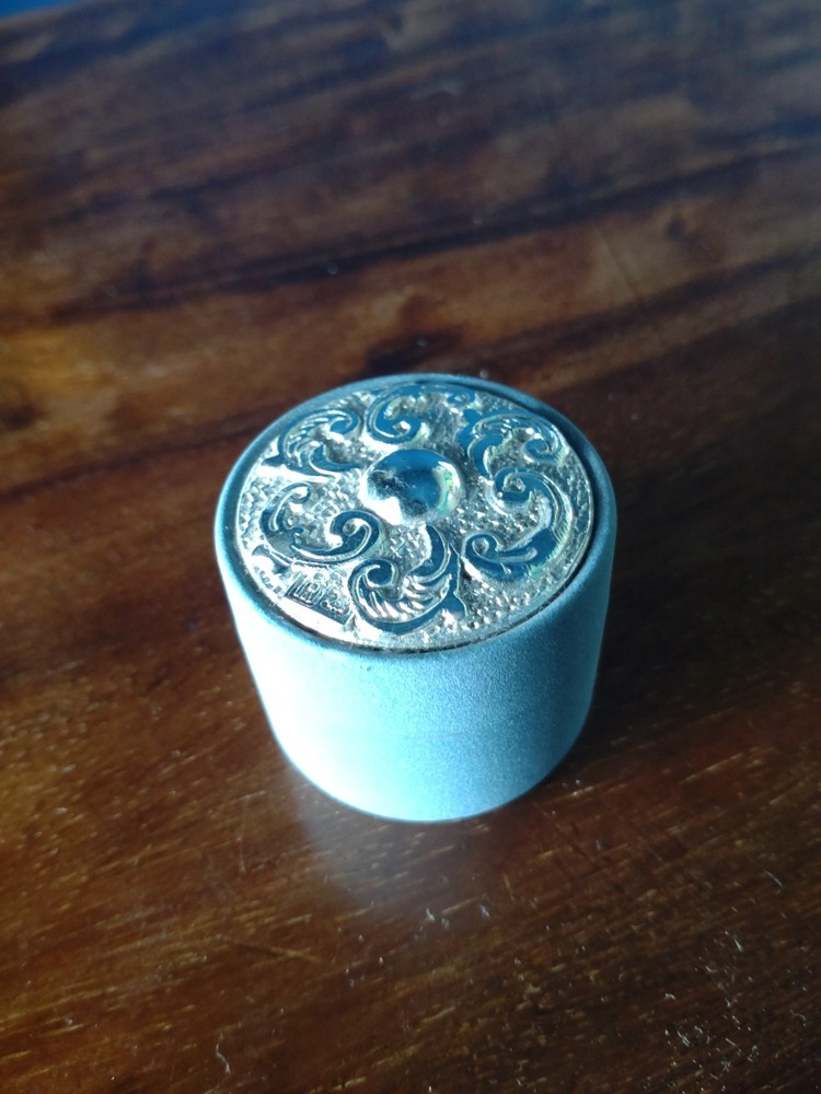 Blue and Silver Fabric Round Box