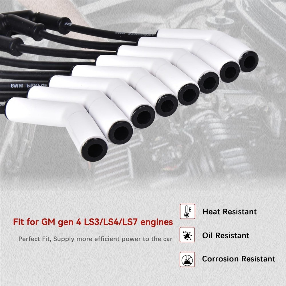 Spark Plug Wire Set Accel 9070C Extreme 9000 Ceramic Boot Compatible with LS Ter
