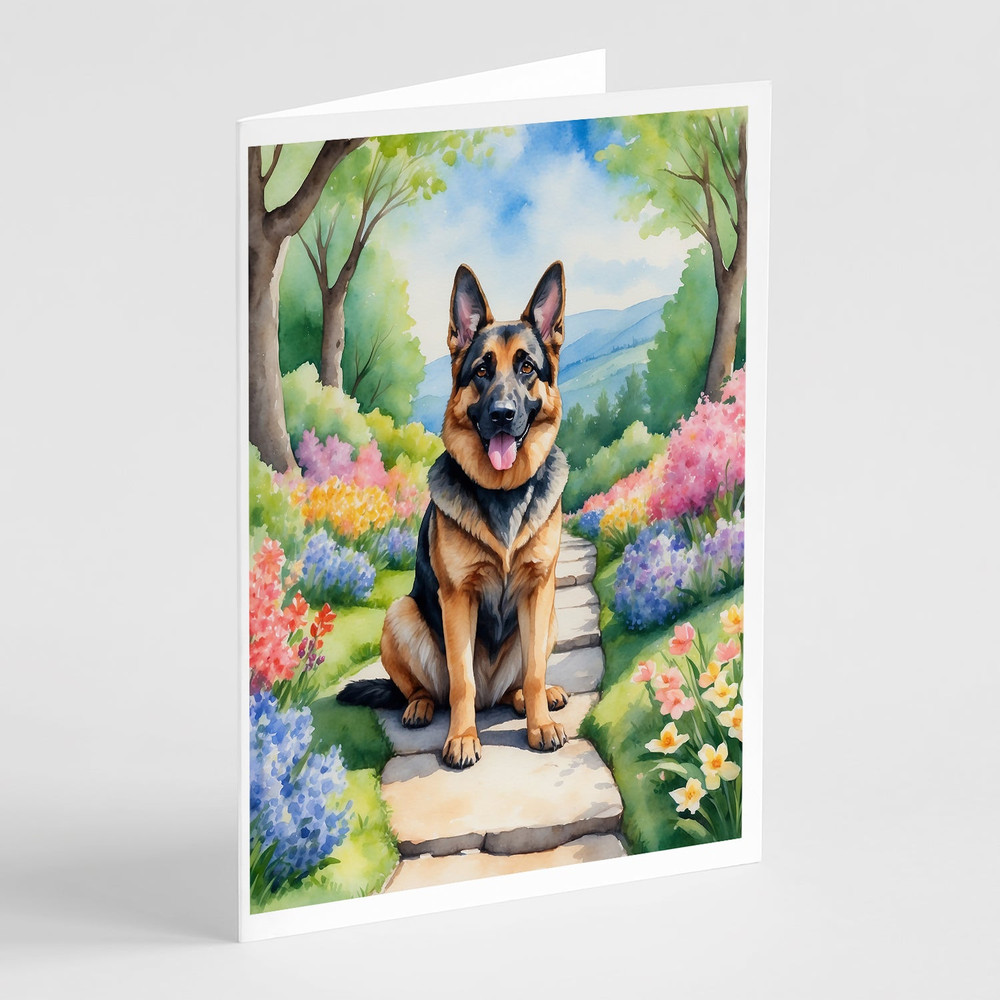 German Shepherd Spring Path Greeting Cards Pack of 8