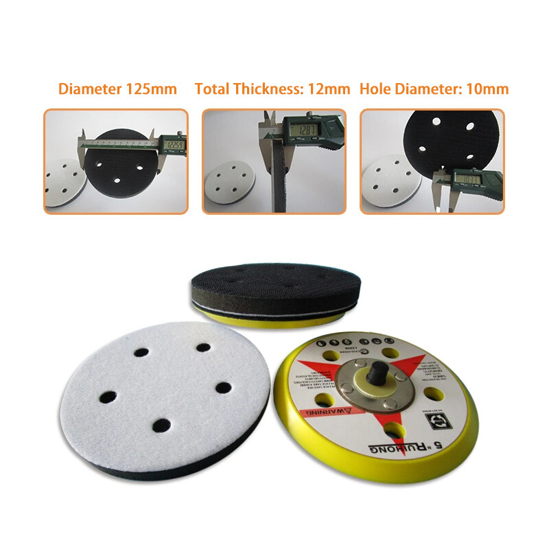 5 Inch 5 Hole Soft Sponge Cushion Interface Buffer Backing Pads For Sanding Pad