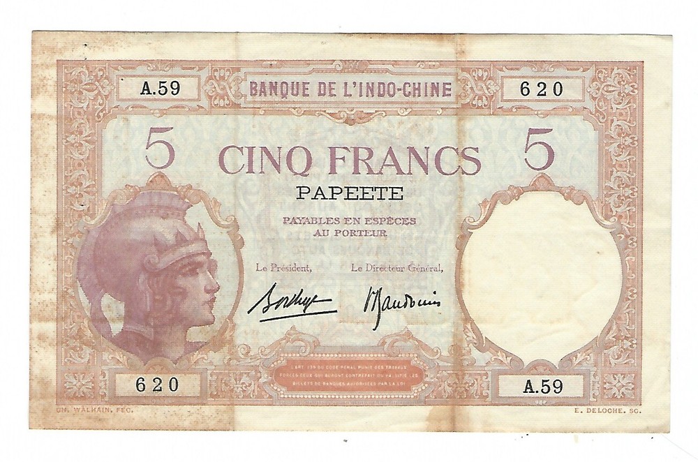 Tahiti - 5 Francs   1927