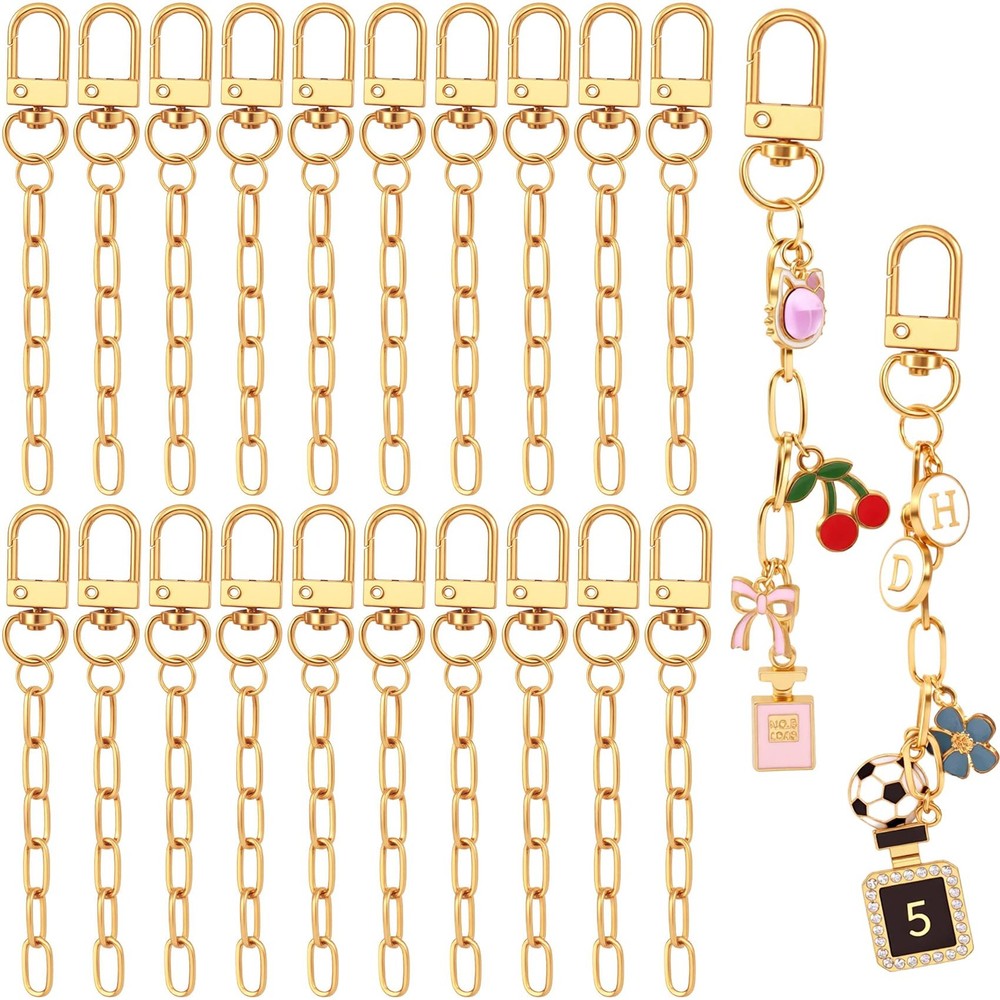 20pcs Gold Keychain Making Kit, Key Ring Swivel Snap Hook Chains, Extender Ke...
