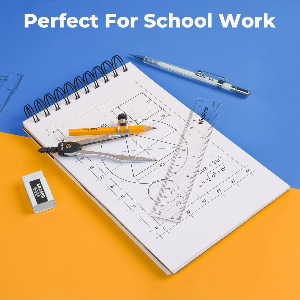 22 PCS Compass Geometry Tools With Case Drafting Tools Geometry Set With Swing