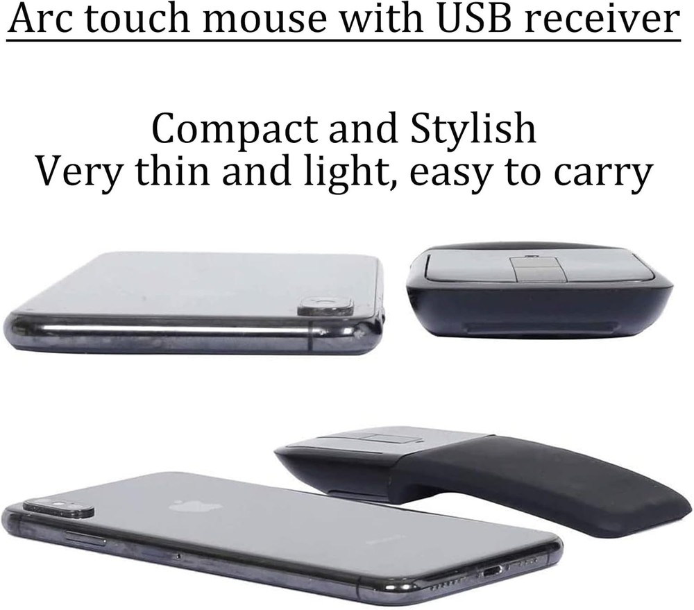 Compact Bluetooth Arc Mouse - Wireless Travel Companion for Laptops & Tablets