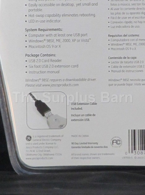 Ge HO97930 USB 2.0 Compact Flash I & II Microdrive Card Reader Plug and Play