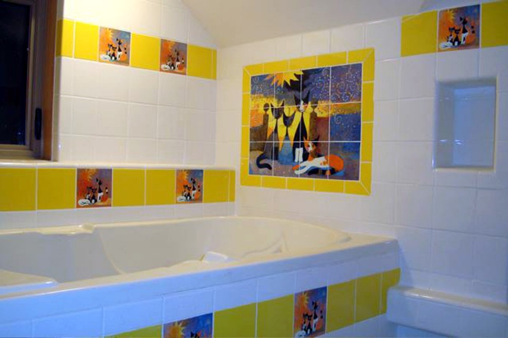 Art Mural Ceramic Color Cat Bath Backsplash Tile #64