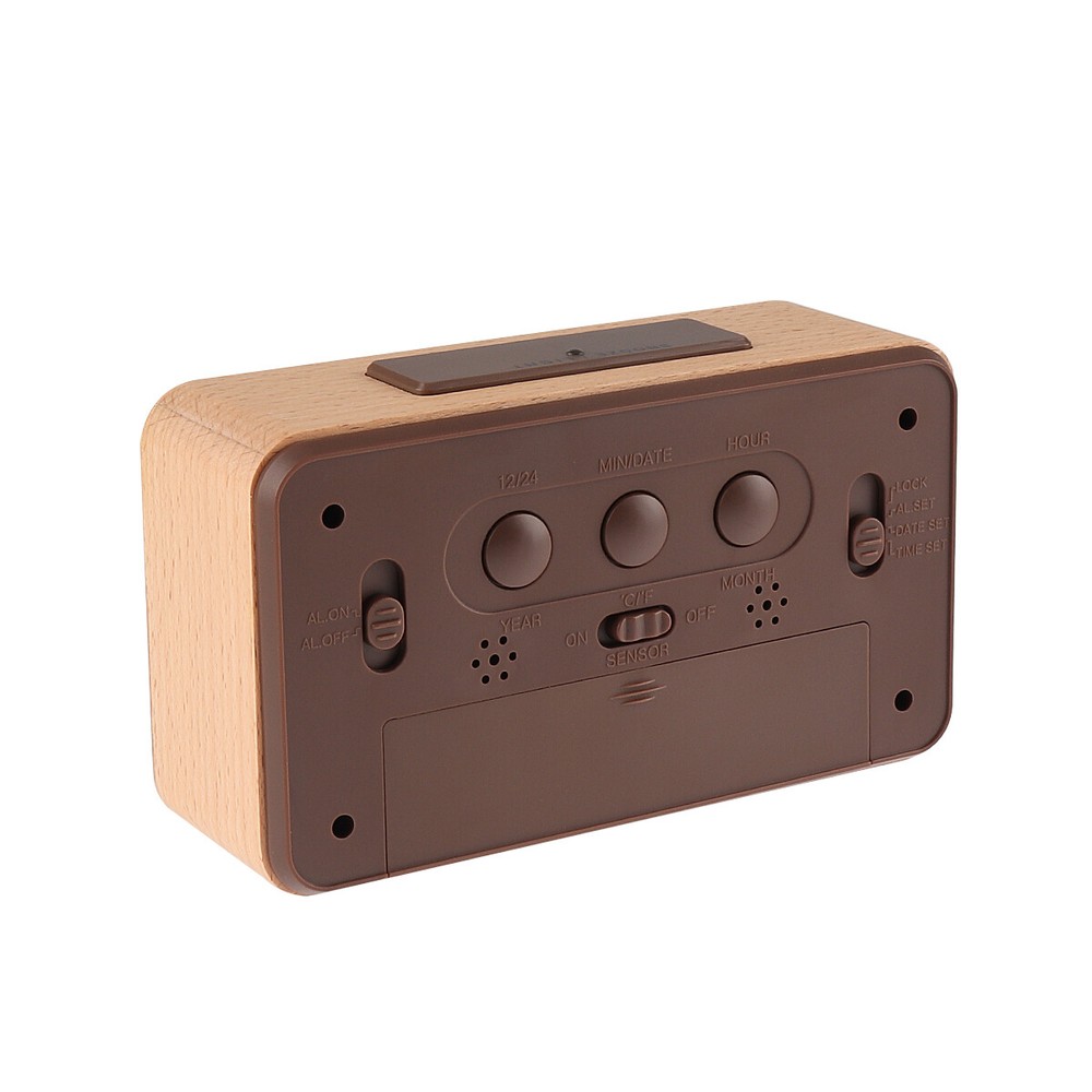 Smart Digital Wooden Alarm Clock Date Temperature Display Clock Noble