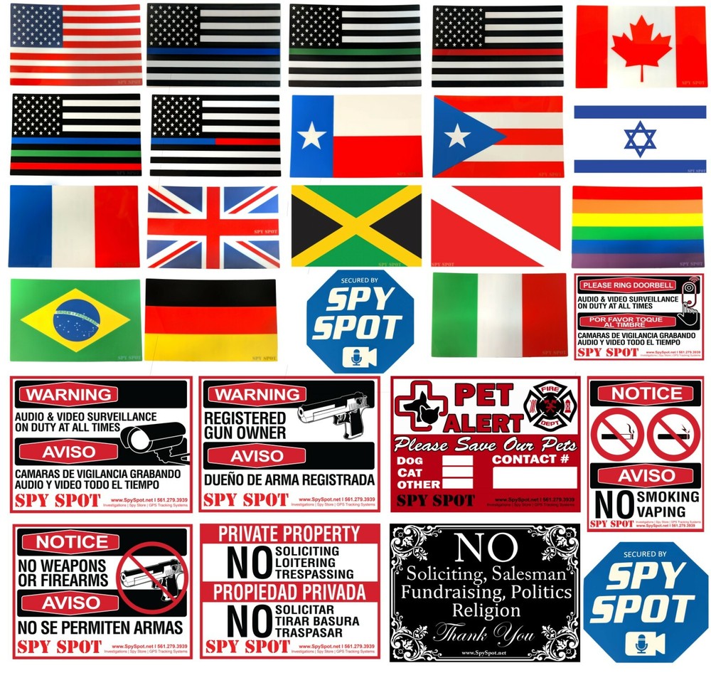 6 x Security Surveillance Decals Vinyl CCTV Security System Double Sided Sticker