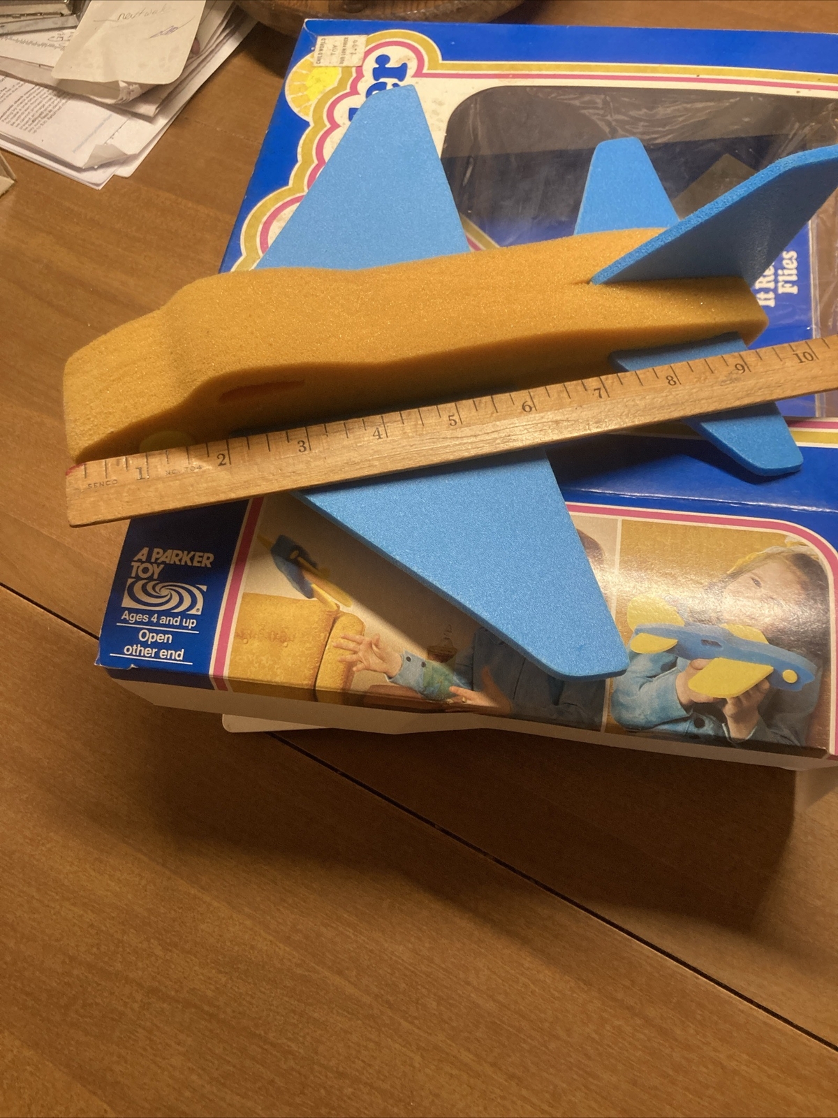 Nerf Jumbo Jet Glider Foam Plane Vintage 1975 In Box Flight 290 Yellow & blue