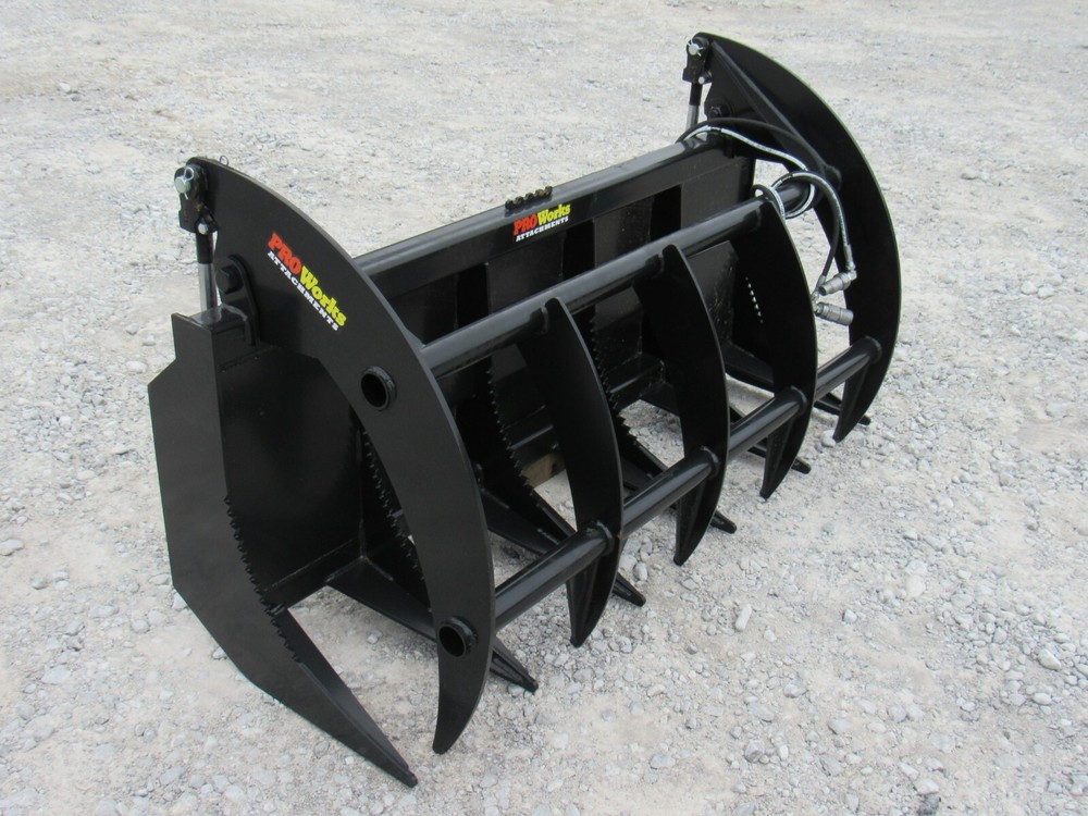 72" Brush Root Rake Clam Grapple Attachment Fits Skid Steer Tractor Quick Attach