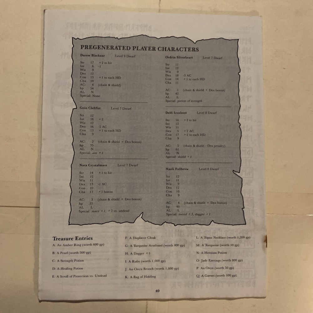 XS2 THUNDERDELVE MOUNTAIN DUNGEONS & DRAGONS TSR 9157 MODULE